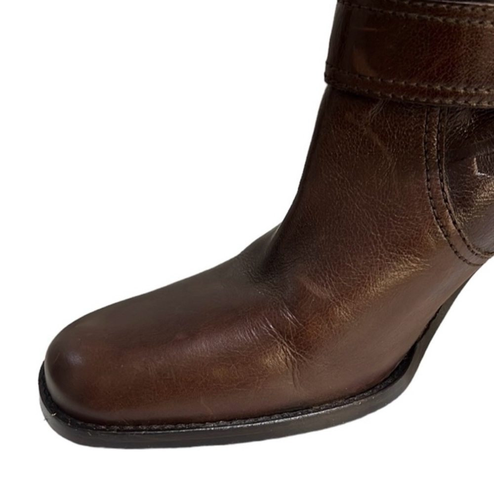 Coach Embossed Leather Boots Brown 7.5 - Picture 9 of 10